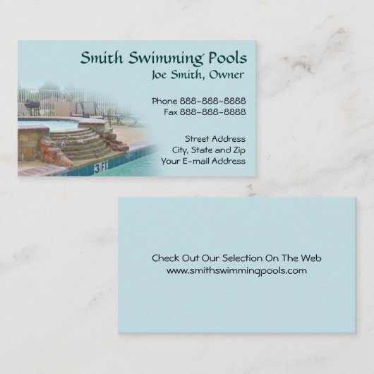 Carte de visite de piscine (Devant / Derrière)