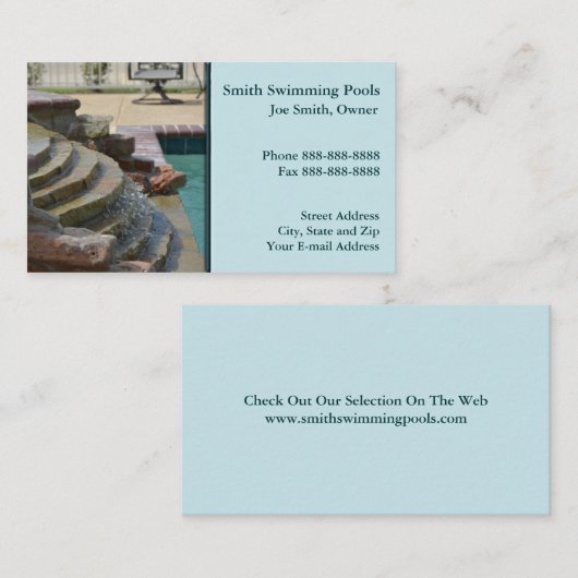 Carte de visite de piscine (Devant / Derrière)