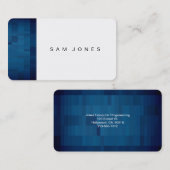 Carte de visite de pixels bleu moderne (Devant / Derrière)