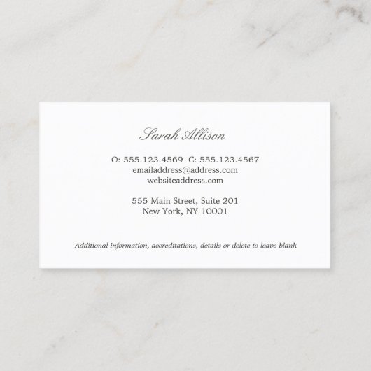 Carte de visite de plage (Dos)