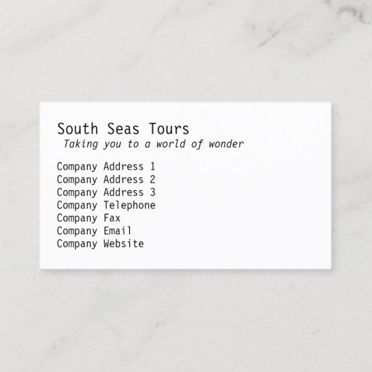 Carte de visite de plage blanc (Dos)