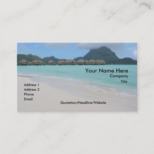 Carte de visite de plage de Bora Bora (Devant)