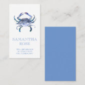 Carte de visite de plage de l'aquarelle du crabe b (Devant / Derrière)