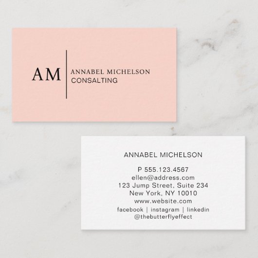 Carte de visite de plage de monogramme (Devant / Derrière)