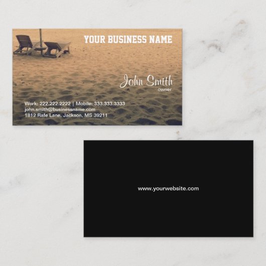 Carte de visite de plage de sable (Devant / Derrière)