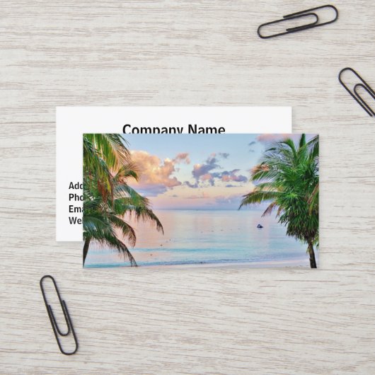 Carte de visite de plage tropical (Devant/Arrière en situation)