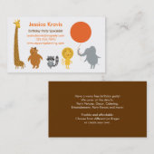 Carte de visite de planificateur de fête (Devant / Derrière)