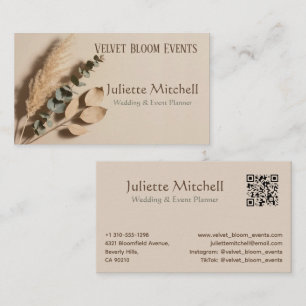 Carte de visite de planificateur de mariage bohème