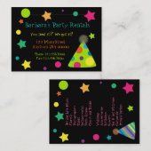 Carte de visite de planificateur de partie de (Devant / Derrière)