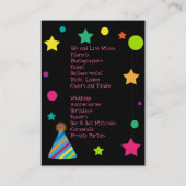 Carte de visite de planificateur de partie de (Dos)