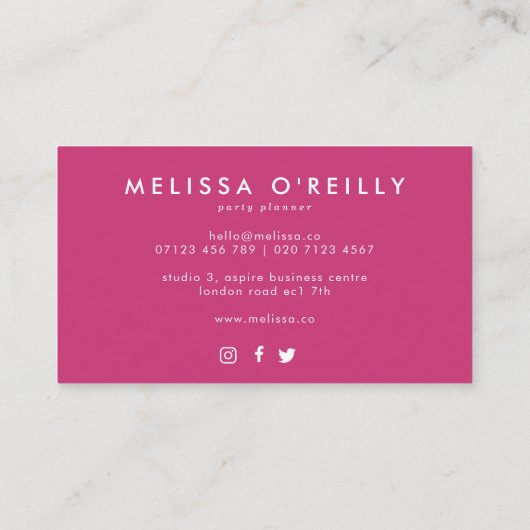 Carte de visite de planification de la fête arc-en (Dos)