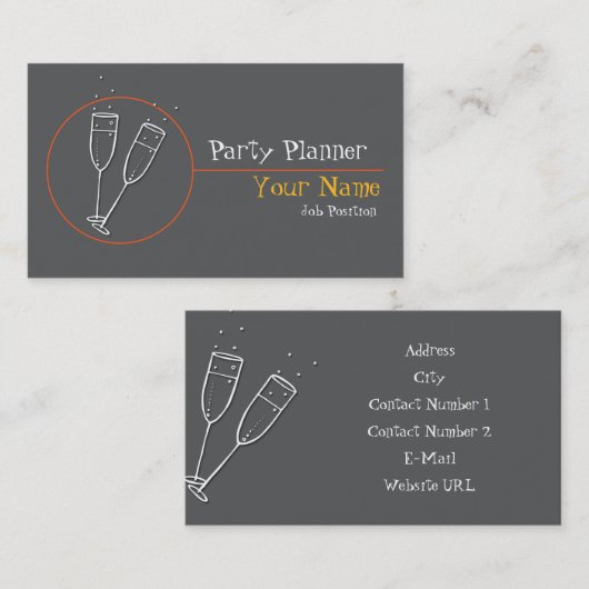 Carte de visite de planification de parti (Devant / Derrière)