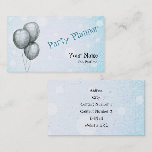 Carte de visite de planification de parti (Devant / Derrière)