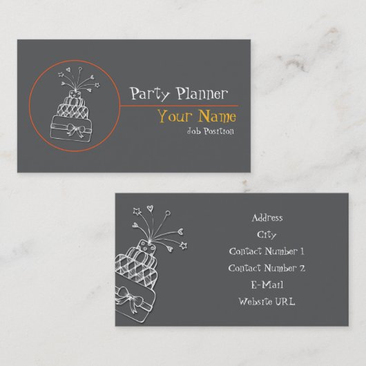 Carte de visite de planification de parti (Devant / Derrière)