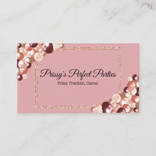 Carte de visite de planification rose Gold Party (Devant)