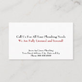 Carte de visite de plomberie (Dos)