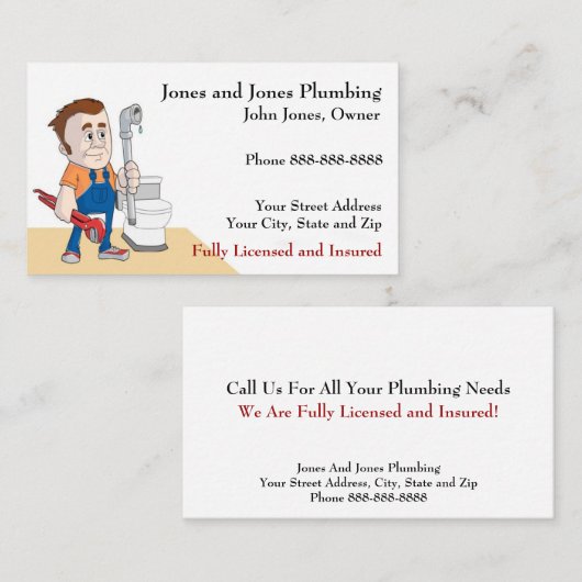 Carte de visite de plomberie (Devant / Derrière)