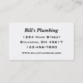 Carte de visite de plomberie (Dos)