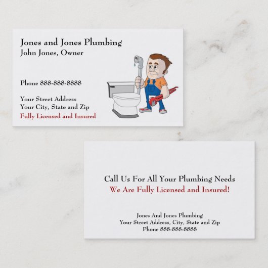 Carte de visite de plomberie (Devant / Derrière)