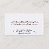 Carte de visite de plomberie (Dos)