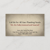 Carte de visite de plomberie (Dos)