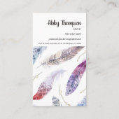 Carte de visite de plumes d'aquarelle verticale (Dos)