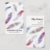 Carte de visite de plumes d'aquarelle verticale (Devant / Derrière)