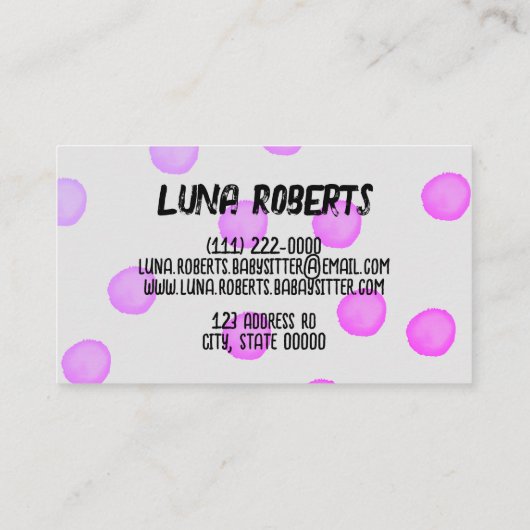 Carte de visite de points aquarelle (Dos)