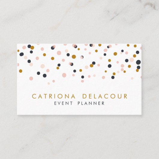 Carte de visite de points Confetti Gold et Blush (Devant)