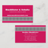 Carte de visite de points modernes, rose vif (Devant / Derrière)