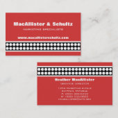 Carte de visite de points modernes, rouge (Devant / Derrière)