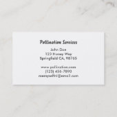 carte de visite de pollinisation d'abeille de miel (Dos)