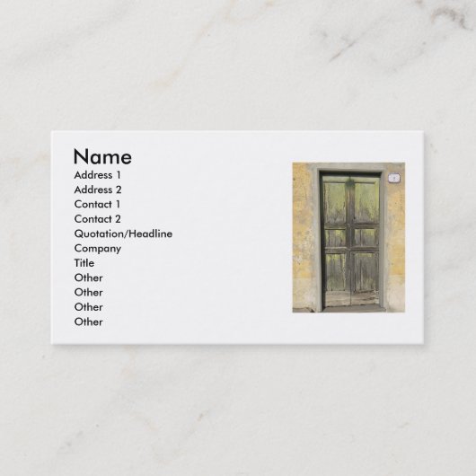 Carte de visite de porte en bois vert (Devant)