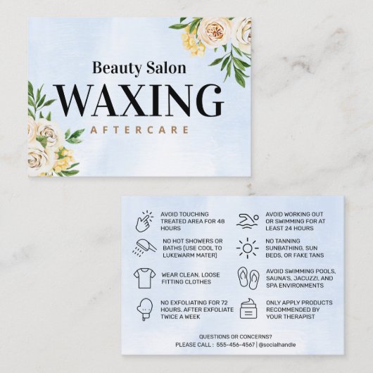 Carte de visite de post-soins de l'aquarelle de pr (Devant / Derrière)