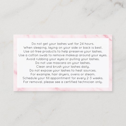 Carte de visite de post-traitement des extensions (Dos)