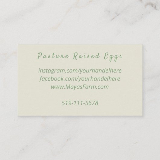 Carte de visite de poulet vert (Dos)