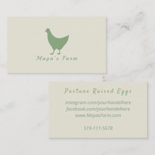 Carte de visite de poulet vert (Devant / Derrière)