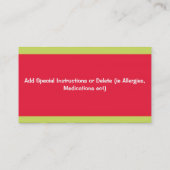 Carte de visite de poussin de hanche (Dos)