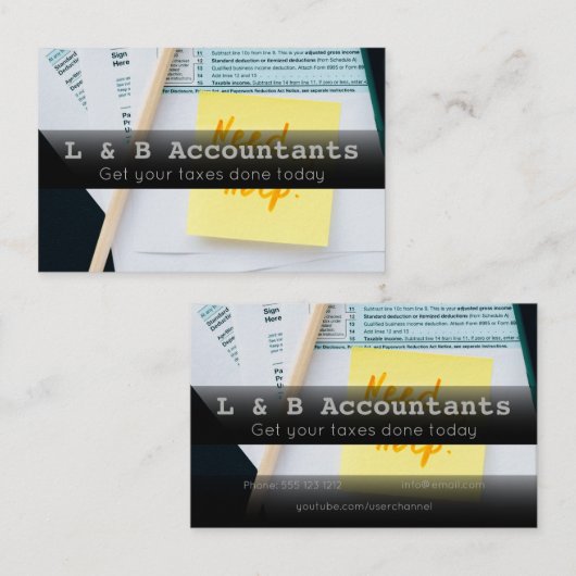 Carte de visite de préparation de l'impôt comptabl (Devant / Derrière)