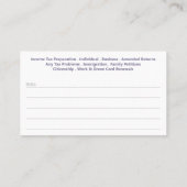 Carte de visite de préparation des déclarations (p (Dos)