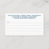 Carte de visite de préparation des déclarations (p (Dos)