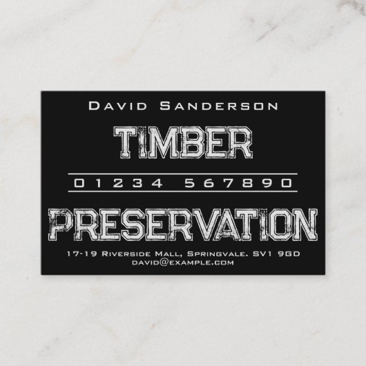 Carte de visite de préservation du bois (Devant)