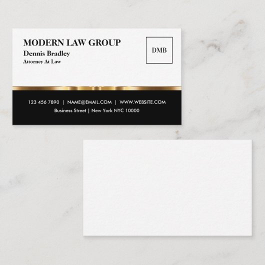 Carte de visite de procureur professionnel brillan (Devant / Derrière)