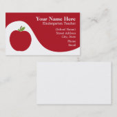Carte de visite de professeur - Apple rouge (Devant / Derrière)