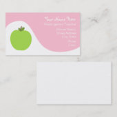 Carte de visite de professeur - Apple vert et rose (Devant / Derrière)