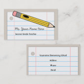 Carte de visite de professeur - crayon et papier (Devant / Derrière)