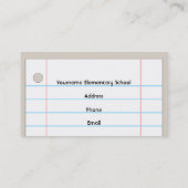 Carte de visite de professeur - crayon et papier (Dos)