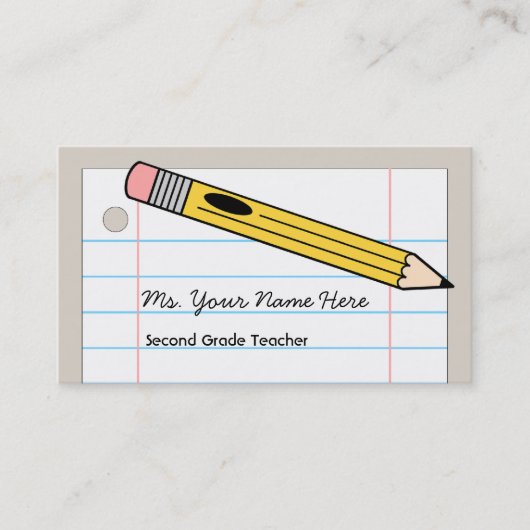 Carte de visite de professeur - crayon et papier (Devant)