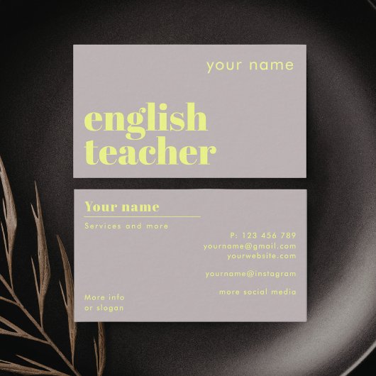 Carte de visite de professeur d'anglais langue sec