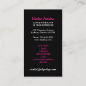 Carte de visite de professeur de danse (Dos)